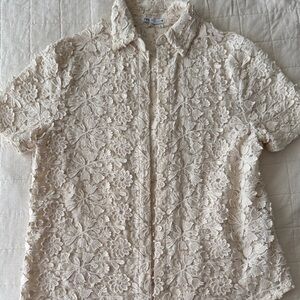 Zara Cream Floral Lace Top